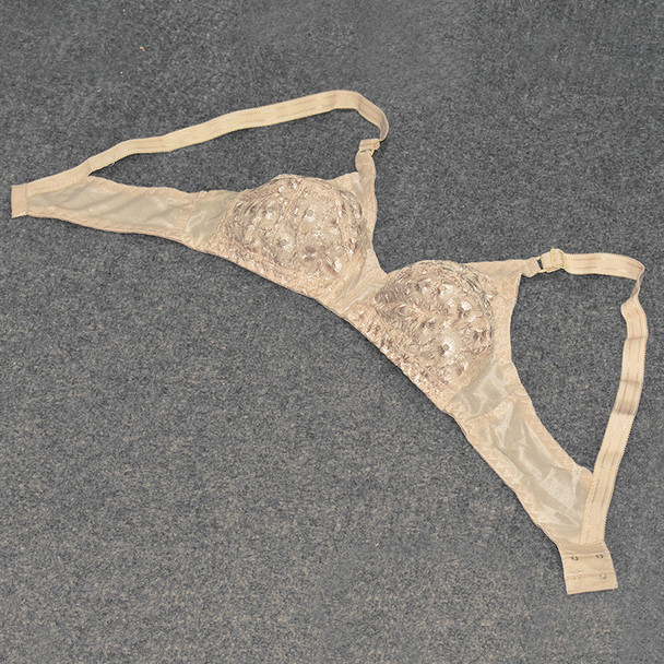 Floral non Padded Thin Strap Cotton Bra - Skin Color at Hiffey .pk