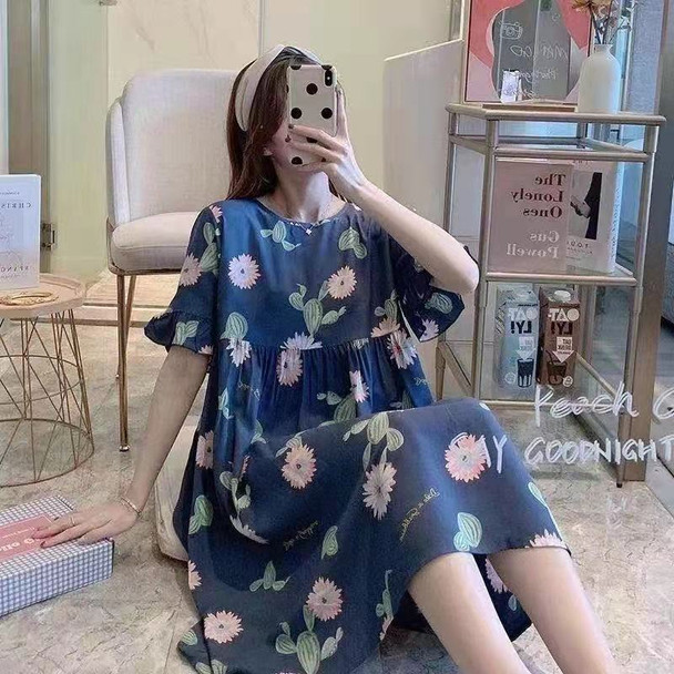 Korean Version Premium Import Long Loose Shirt Short-sleeved - Random Print