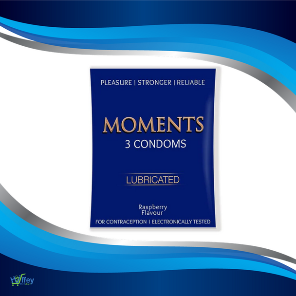 Copy of Moments Pleasure , Stronger, Reliable Lubricated Condoms ( Raspberry Flavor ) 3-PcsCondoms at Hiffey .pk