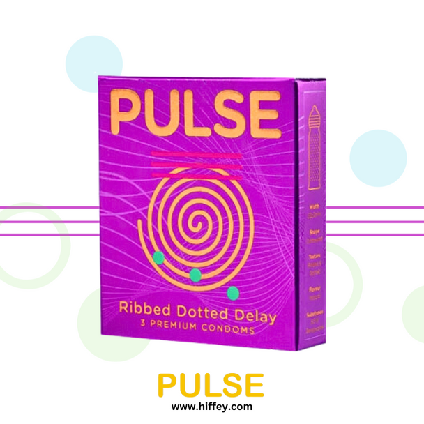 Pulse Ribbed Dotted Delay 3-in-1 condoms at Hiffey .pk