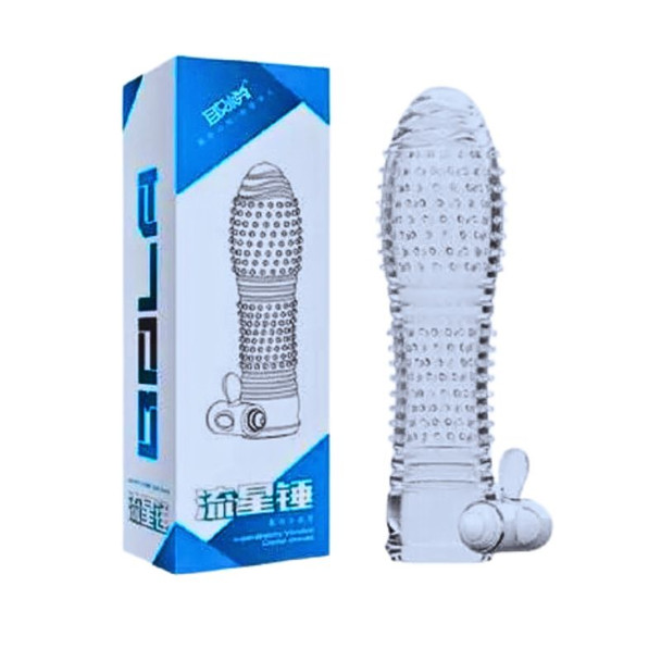 Extra Dotted Crystal Vibrating Washable and Reusable Silicone Condom.