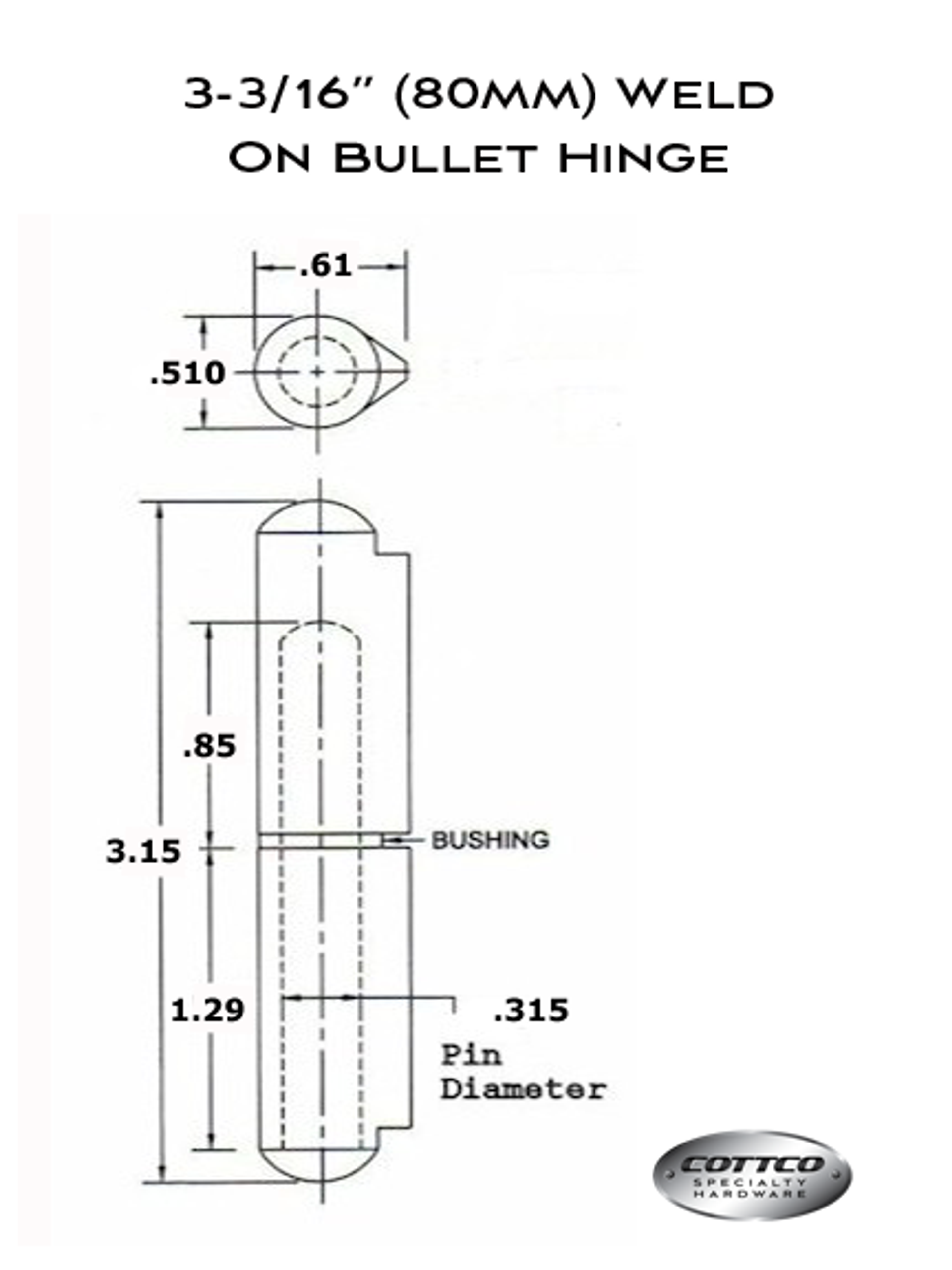 3" Aluminum Bullet Hinge In Stock 877 283 1745