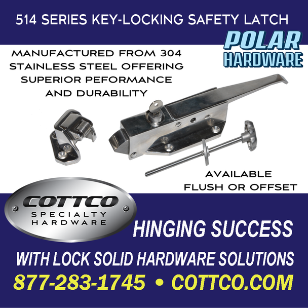 Polar Hardware 514 Stainless Steel Key Locking Latch Flush w/5032-SS Exit Bar