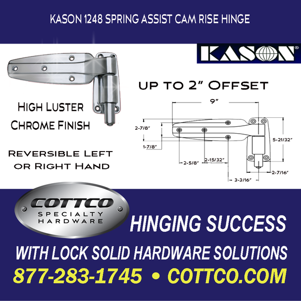 Kason 1248 Spring Assist Cam Rise Hinge