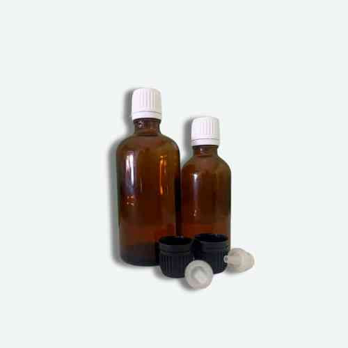 Amber Glass Bottles and Euro Droppers Essential Oils 100 ml
