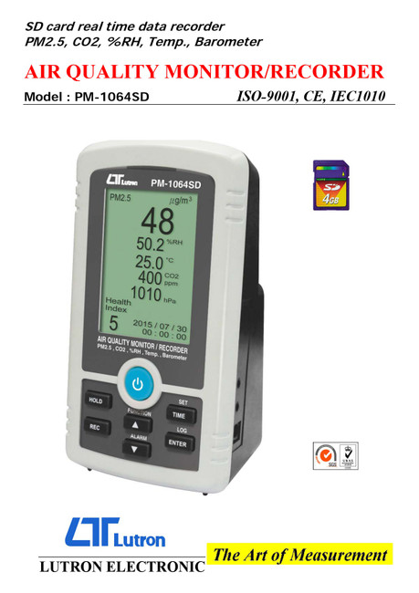 Lutron PM-1064SD PM2.5 & CO2 Air Quality Monitor with SD Card