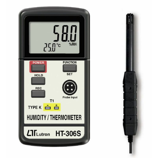 Lutron HT-306S 4-in-1 Humidity Meter | %RH, Type K Thermometer, Dew Point & Wet Bulb