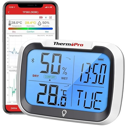 ThermoPro TP393B Bluetooth Digital Hygrometer & Indoor Thermometer