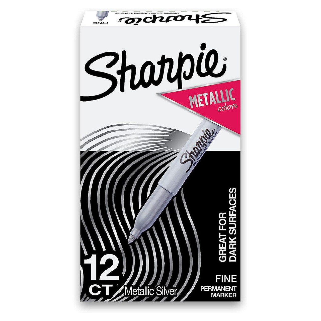 12 Packs: 2 ct. (24 total) Sharpie® Metallic Fine Point Silver Permanent  Markers 