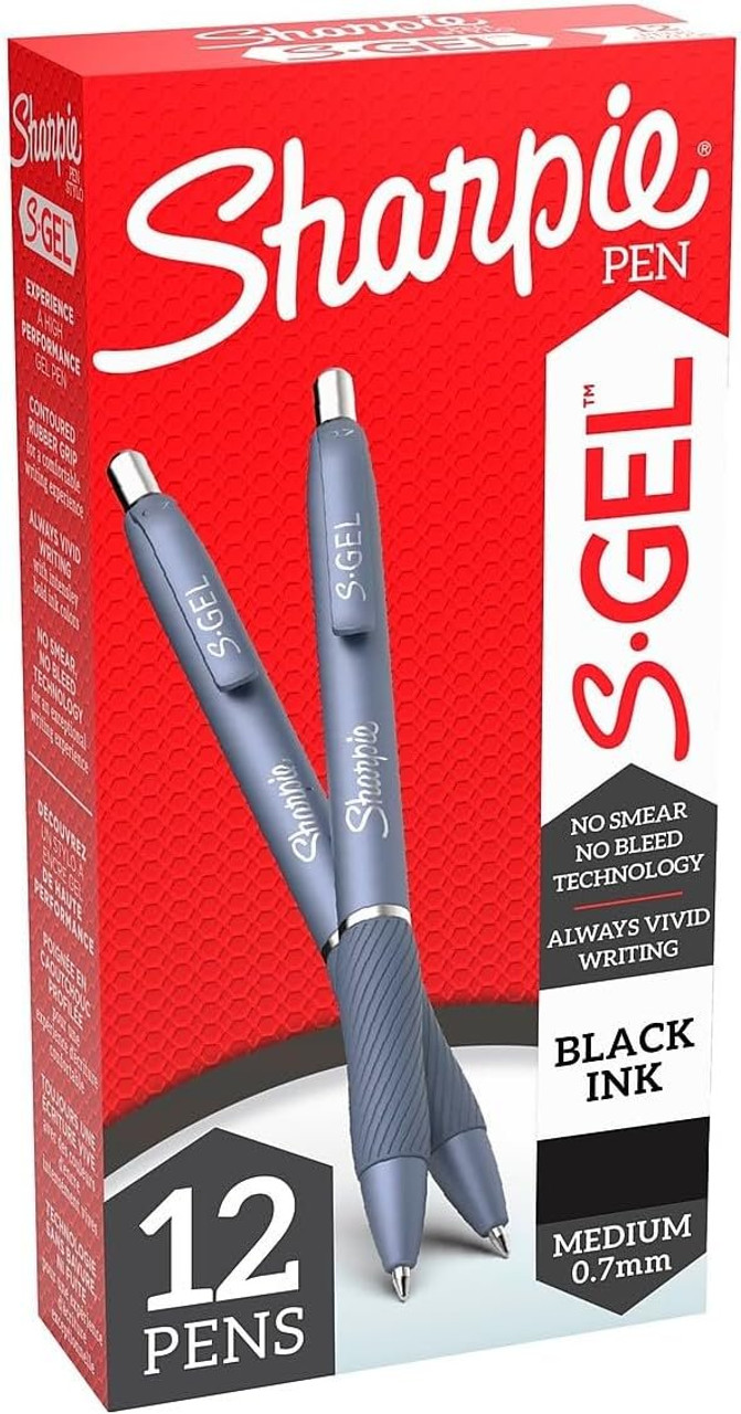 S-Gel, Gel Pens, Medium Point (0.7mm), Pearl White Body, Black Gel