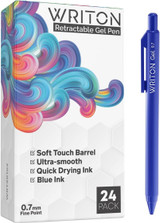 Writon Retractable Gel Pens, Soft Touch Barrel, 0.7mm Fine Point, Green Ink, 24 Pack