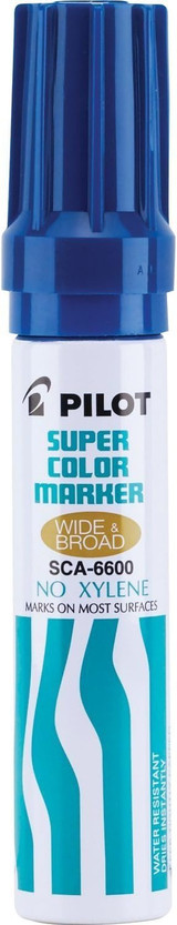 PILOT Super Color Jumbo Refillable Permanent Markers, Xylene-Free Blue Ink, Extra-Wide Chisel Point, 12-Pack (45200)