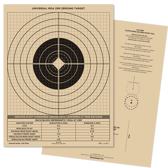 All-weather 25m Multipurpose Zeroing Target - Universal Moa - 100 Pack