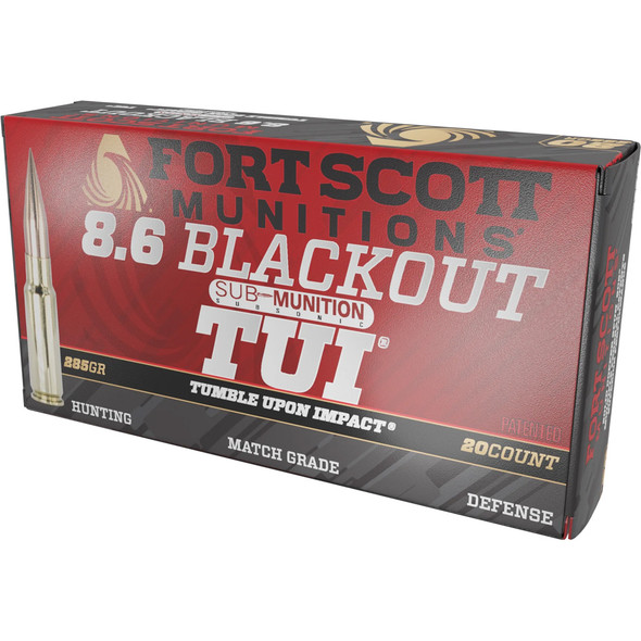Fort Scott Munition Rifle Ammo 8.6 Blackout 285 Gr. Subsonic Tui 20 Rd.