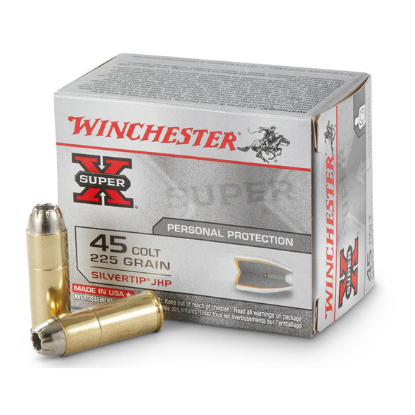 Winchester Silvertip Pistol Ammo 45 Colt 225 Gr. Jhp 20 Rd.