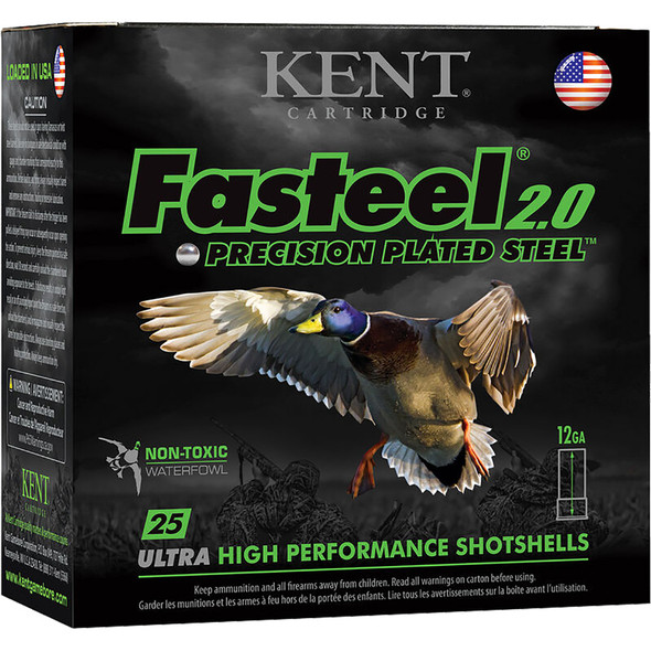 Kent Fasteel 2.0 Precision Plated Steel Load 12 Ga. 3 In. 1 1/8 Oz. 6 Shot 25 Rd.