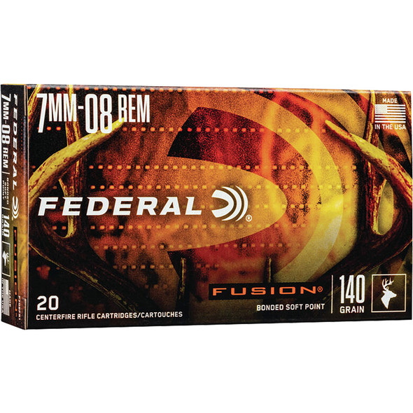 Federal Fusion Rifle Ammo 7mm-08 Rem 140 Gr. Fusion Soft Point 20 Rd.