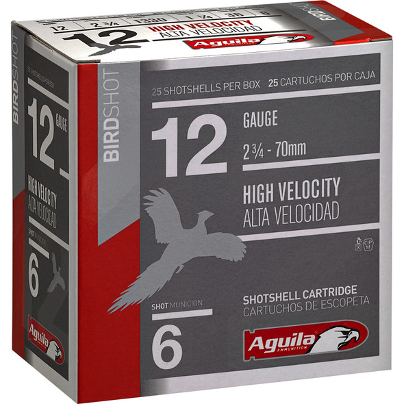 Aguila High Velocity Shotgun Game Load 12 Ga. 2.75 In. 1 1/4 Oz. 6 Shot 25 Rd.