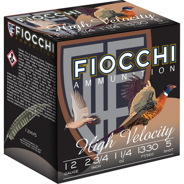 Fiocchi High Velocity Hunting Loads 12 Ga. 2.75 In. 1 1/4 Oz. 5 Shot 25 Rd.