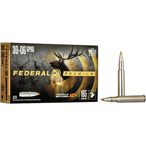 Federal Premium Rifle Ammo 30-06 Sprg. 165 Gr. Trophy Bonded Tip 20 Rd.