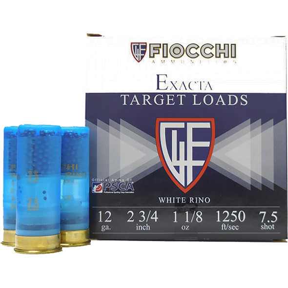 Fiocchi White Rino Shotgun Loads 12 Ga. 2.75 In. 1 1/8 Oz. 1250 Fps 7.5 Shot 25 Rd.