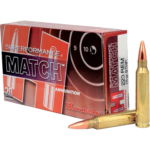 Hornady Superformance Match Rifle Ammo 223 Rem 75 Gr. Bt Hollow Point Match 20 Rd.