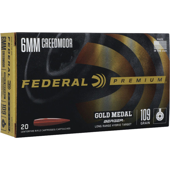 Federal Gold Medal Rifle Ammo 6mm Creedmoor 109 Gr. Long Range Target 20 Rd.