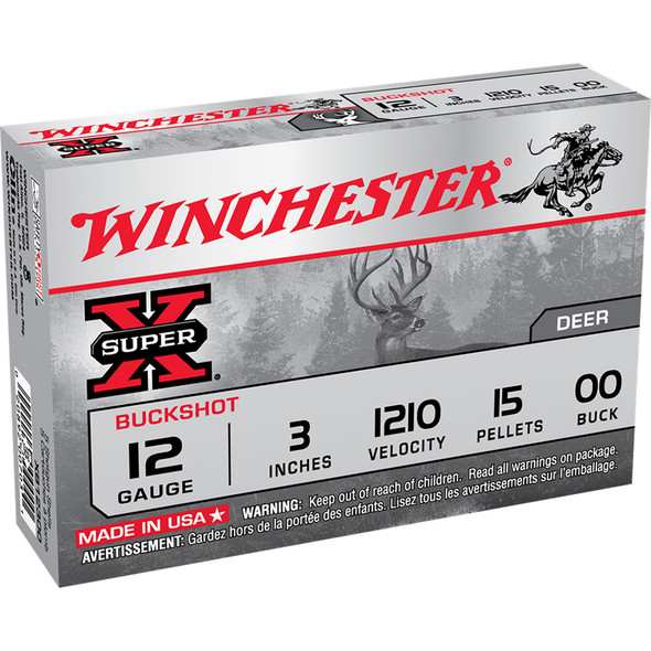 Winchester Super-x Magnum Buffered Shot 12 Ga. 3 In. 15 Pellets 00 Buck 5 Rd.