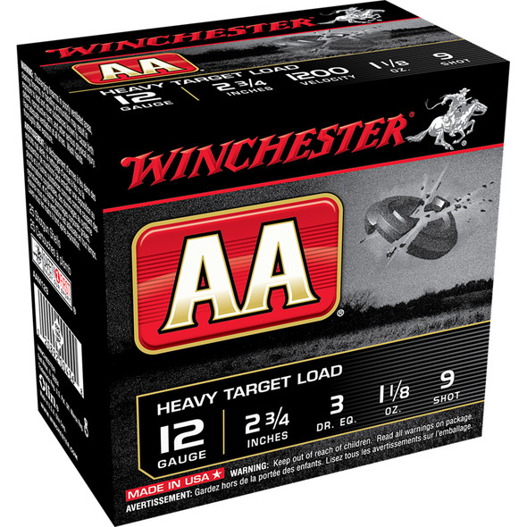 Winchester Aa Heavy Target Load 12 Ga. 2.75 In. 1 1/8 Oz. 9 Shot 25 Rd.
