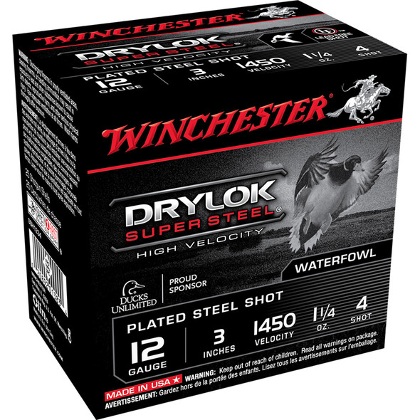 Winchester Drylok High Velocity Plated Load 12 Ga. 3 In. 1 1/4 Oz. 4 Shot 25 Rd.