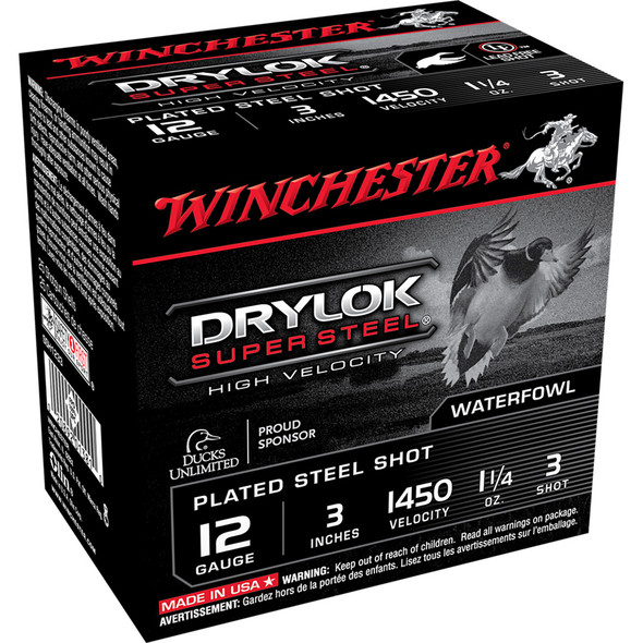 Winchester Drylok High Velocity Plated Load 12 Ga. 3 In. 1 1/4 Oz. 3 Shot 25 Rd.