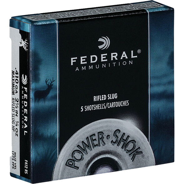 Federal Power-shok Shotgun Ammo 410 Ga. 2.5 In. 1/4 Oz. Hp Rifled Slug 5 Rd.