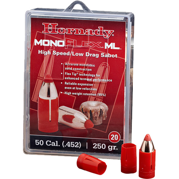 Hornady Muzzleloading Sabots With Bullets 50 Cal. 250 Gr. Monoflex Low Drag 20 Rd.