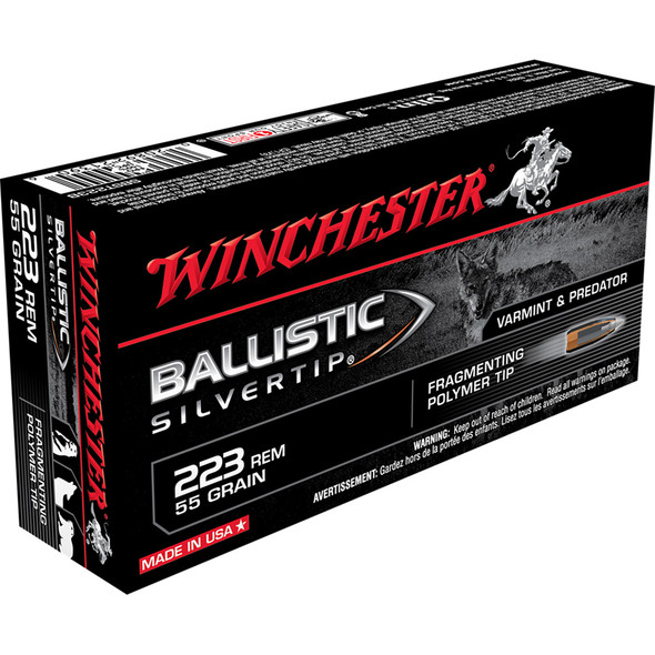 Winchester Ballistic Silvertip Rifle Ammo 223 Rem. 55 Gr. Ballistic Silvertip 20 Rd.