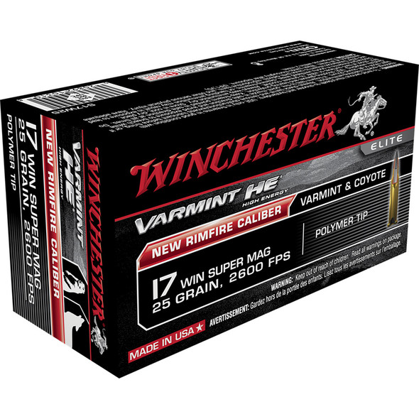 Winchester Varmint He Rimfire Ammo 17 Wsm 25 Gr. Polymer Tip 50 Rd.