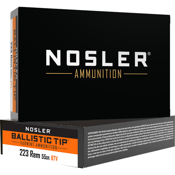 Nosler Varmint Ballistic Tip Rifle Ammunition 223 Rem. 55 Gr. Bt Sp 20 Rd.