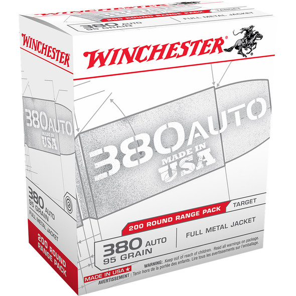 Winchester Usa Pistol Ammo 380 Acp 95 Gr. Fmj 200 Rd.