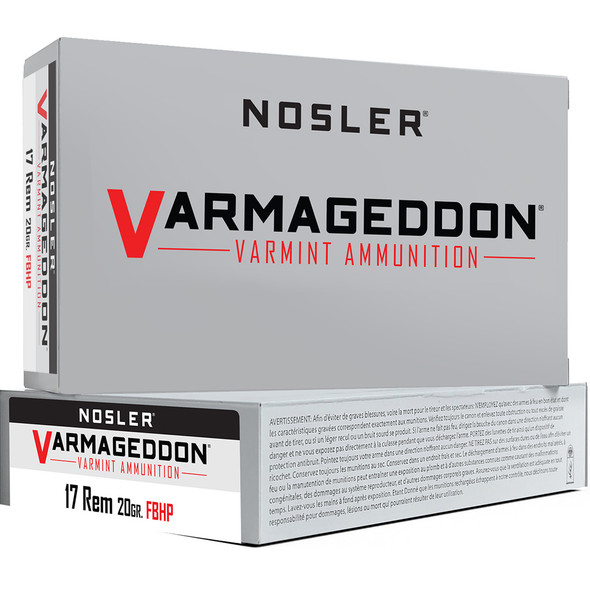 Nosler Varmageddon Rifle Ammunition 17 Rem. 20 Gr. Vg Hpfb 20 Rd.