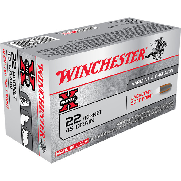 Winchester Super-x Rifle Ammo 22 Hornet 45 Gr. Soft Point 50 Rd.