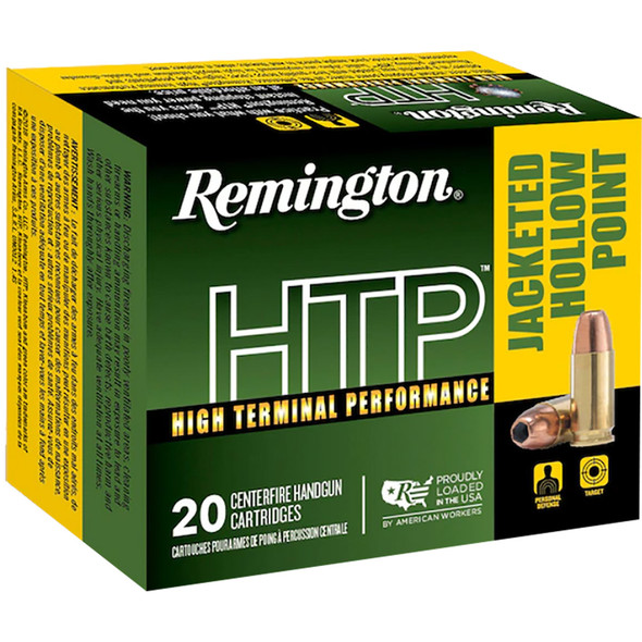 Remington Htp Handgun Ammo 9mm Luger 115 Gr. Jhp 20 Rd.