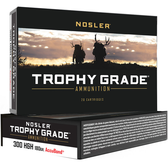 Nosler Trophy Grade Rifle Ammunition 300 H&h 180 Gr. Ab Sp 20 Rd.
