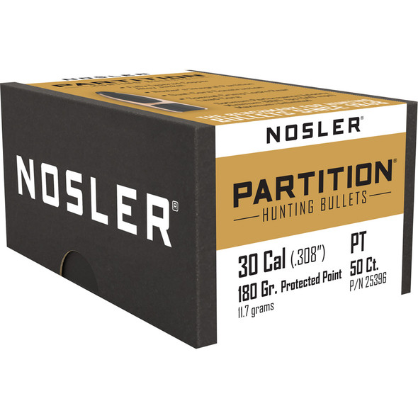 Nosler Partition Bullets .30 Cal. 180 Gr. Protected Point 50 Pk.