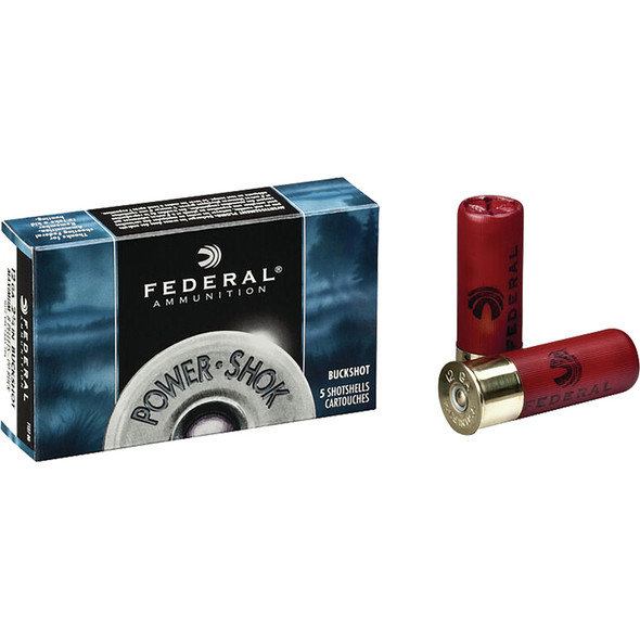 Federal Power-shok Load 20 Gauge 3 In. 18 Pellets 2 Buck Shot 5 Rd.