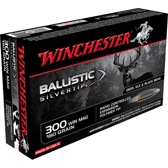 Winchester Ballistic Silvertip Rifle Ammo 300 Win Mag 180 Gr. Ballistic Silvertip 20 Rd.