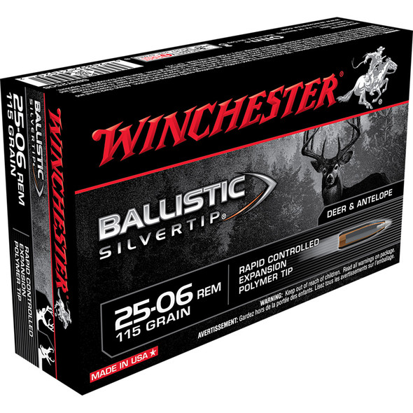 Winchester Ballistic Silvertip Rifle Ammo 25-06 Rem. 115 Gr. Ballistic Silvertip 20 Rd.