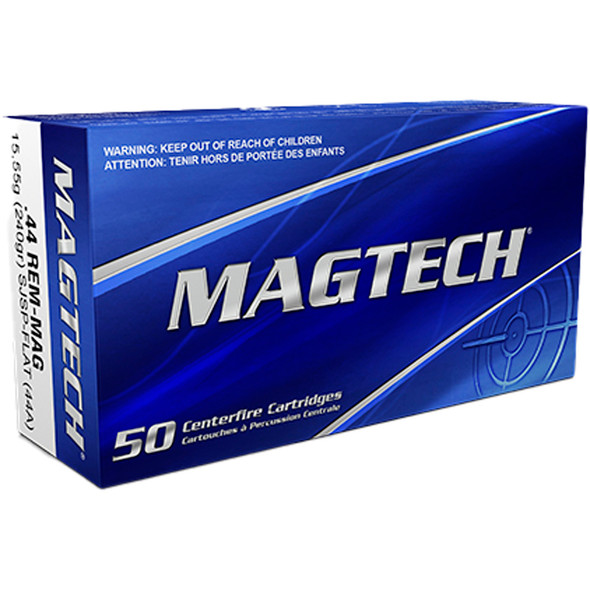 Magtech Pistol Ammo 44 Rem Mag 240 Gr. Sjsp Flat 50 Rd.