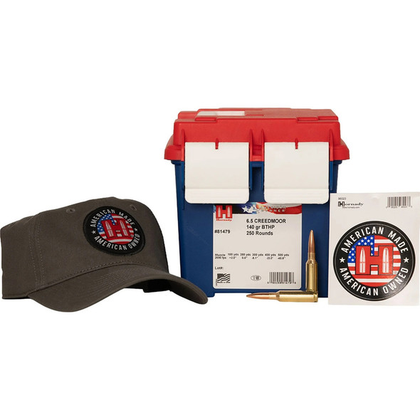 Hornady 250th American Gunner Rifle Ammo 6.5 Creedmoor 140 Gr. Bthp Match 250 Rd.