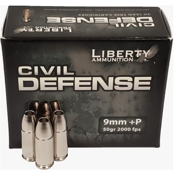 Liberty Civil Defense Pistol Ammo 9mm +p 20 Rd.