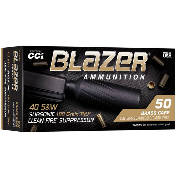 Cci Blazer Clean Fire Suppressor Pistol Ammo 40 S&w 180 Gr. Tmj 50 Rd.