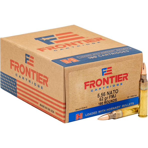 Hornady Frontier Rifle Ammo 5.56 Nato 62 Gr. Fmj 150 Rd.